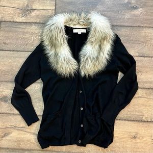 Loft•Detachable Fir Collared Cardigan